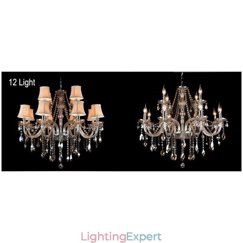Cognac Colour Candle Large K9 Crystal Chandelier with Shades