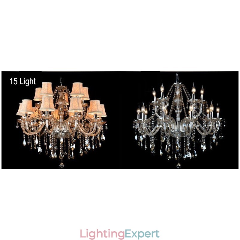 Cognac Colour Candle Large K9 Crystal Chandelier with Shades