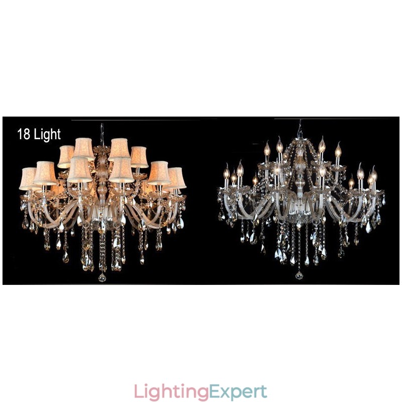 Cognac Colour Candle Large K9 Crystal Chandelier with Shades