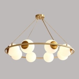 Pure Brass Bean Style Rustic Lodge Round Chandelier with White Shades
