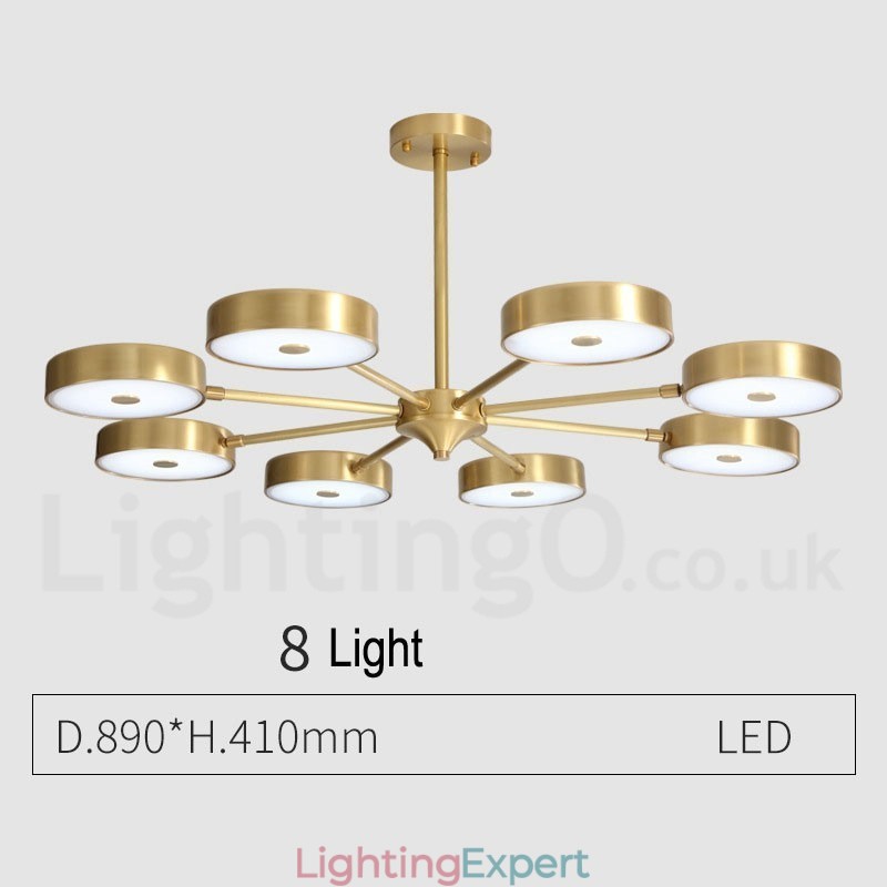 Pure Brass Rustic Lodge Rotatable Chandelier with Acrylic Shades