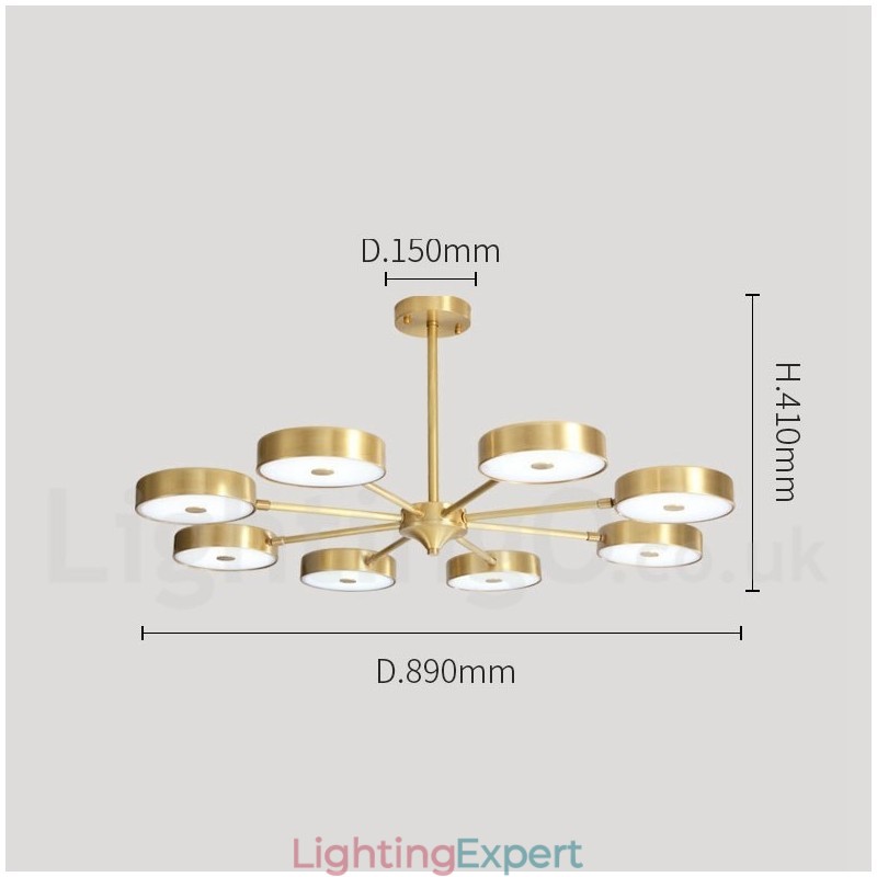 Pure Brass Rustic Lodge Rotatable Chandelier with Acrylic Shades