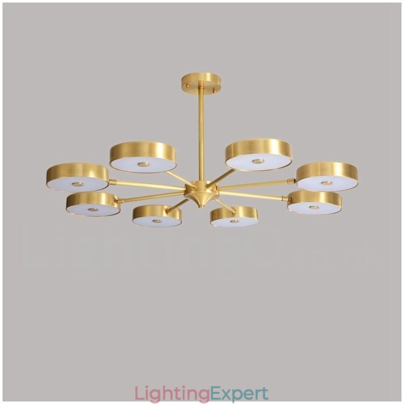 Pure Brass Rustic Lodge Rotatable Chandelier with Acrylic Shades