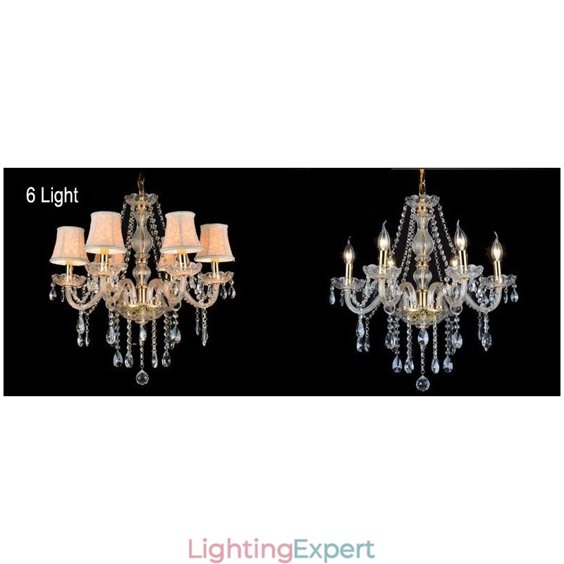 Gold Colour Candle Large K9 Crystal Chandelier with Shades