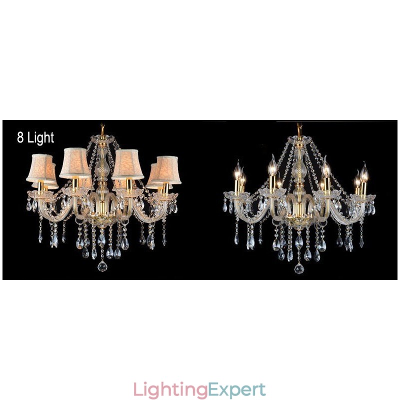 Gold Colour Candle Large K9 Crystal Chandelier with Shades