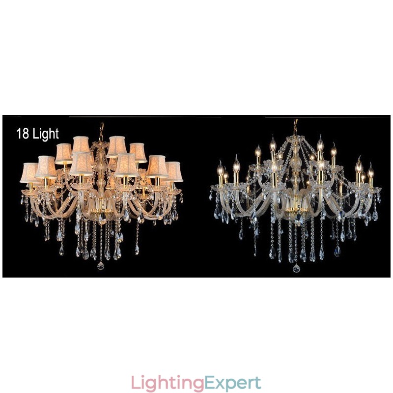 Gold Colour Candle Large K9 Crystal Chandelier with Shades