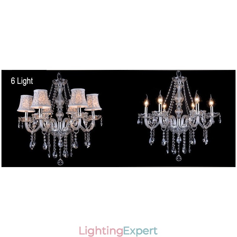 Clear Candle Large K9 Crystal Chandelier with Shades