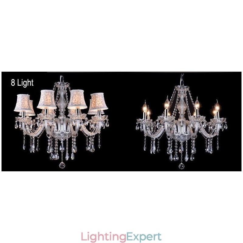 Clear Candle Large K9 Crystal Chandelier with Shades