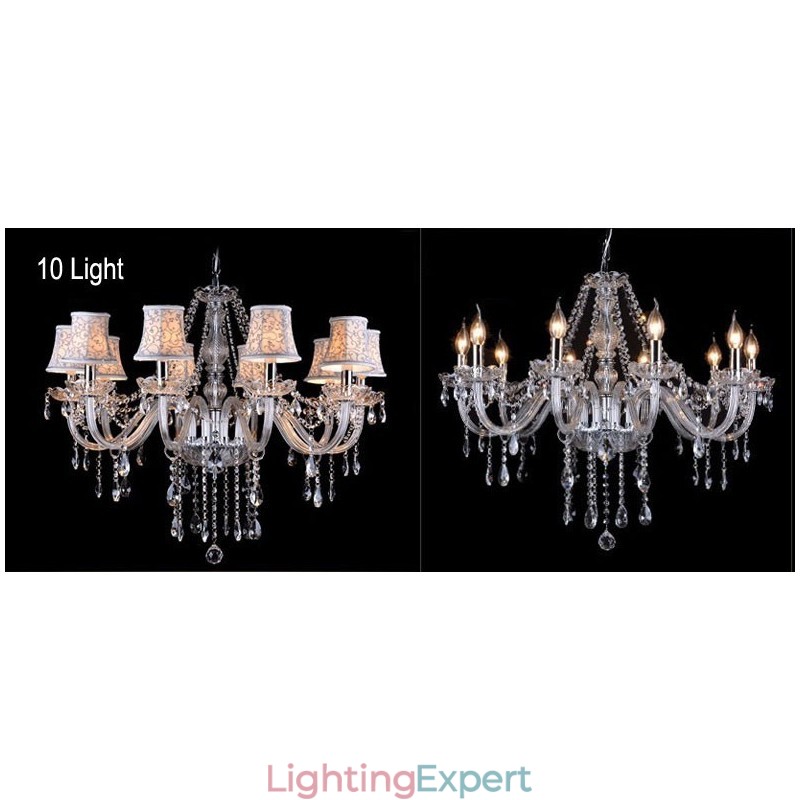 Clear Candle Large K9 Crystal Chandelier with Shades