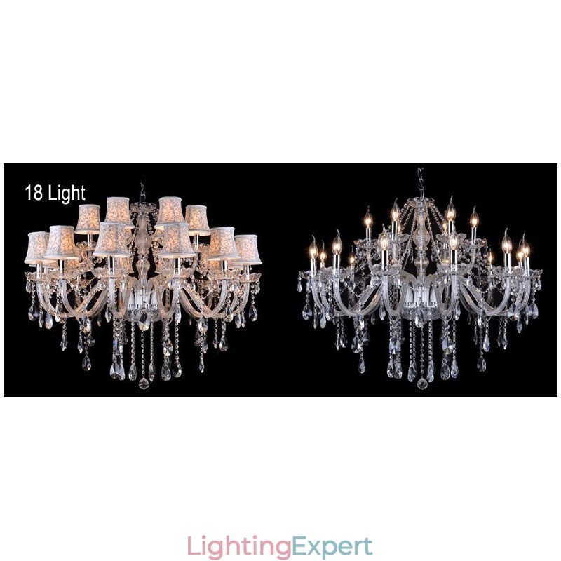 Clear Candle Large K9 Crystal Chandelier with Shades