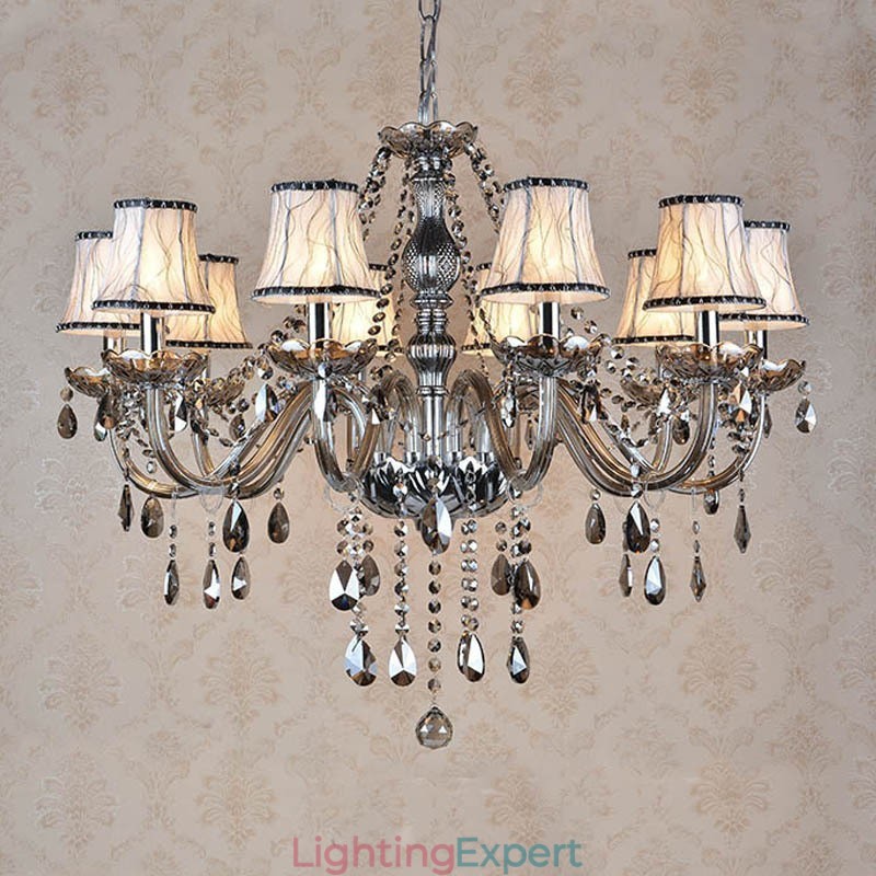 Grey Colour Candle Large K9 Crystal Chandelier with Shades