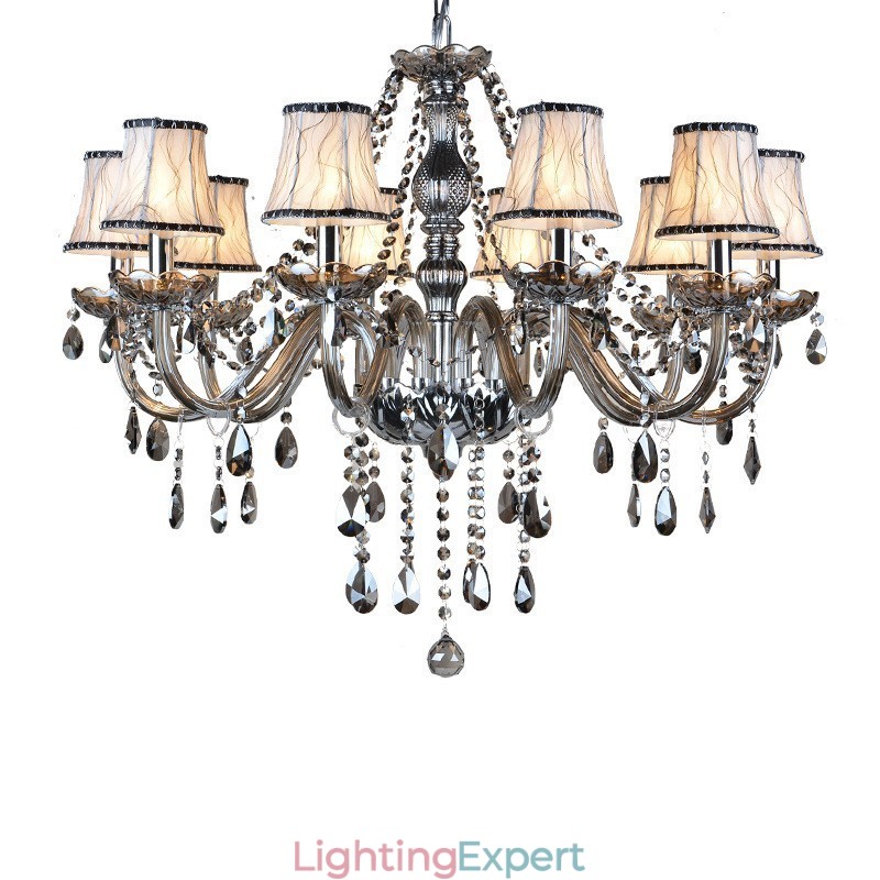 Grey Colour Candle Large K9 Crystal Chandelier with Shades