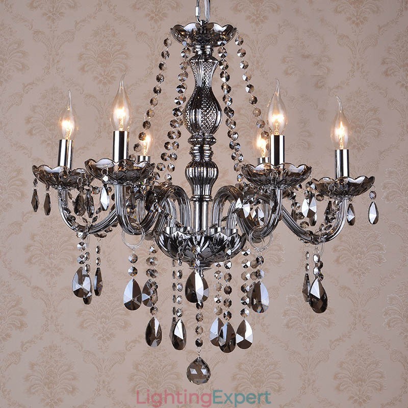 Grey Colour Candle Large K9 Crystal Chandelier with Shades
