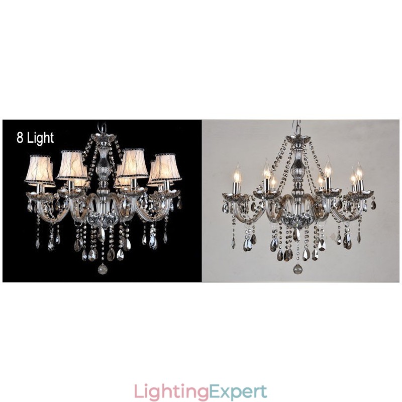 Grey Colour Candle Large K9 Crystal Chandelier with Shades