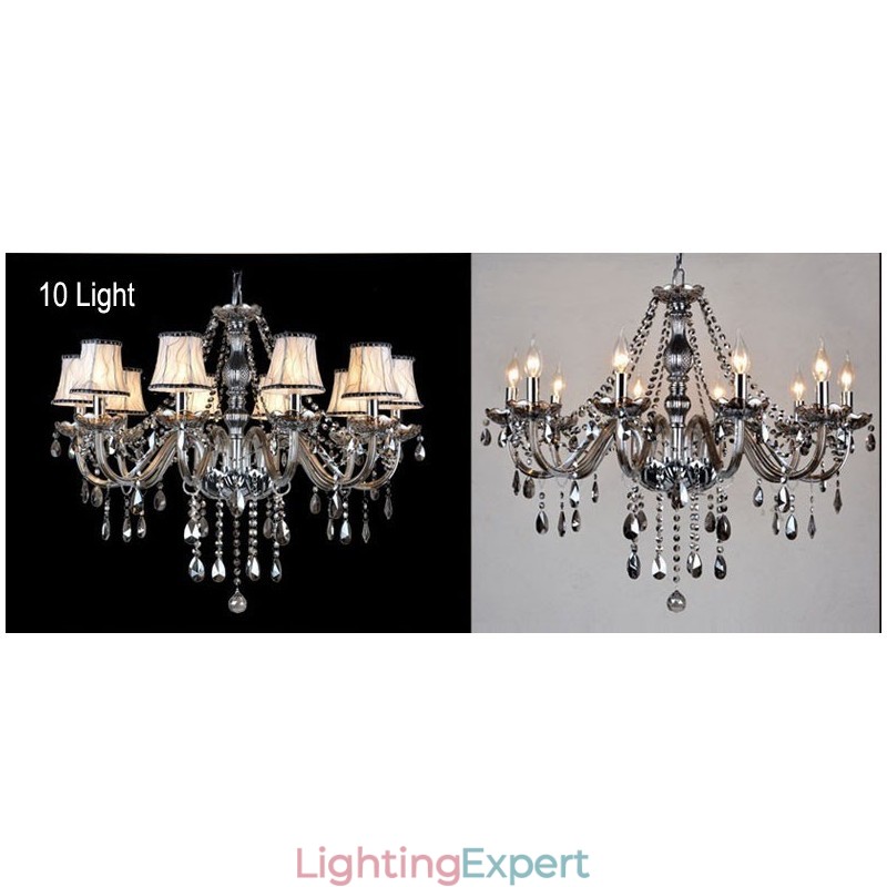 Grey Colour Candle Large K9 Crystal Chandelier with Shades