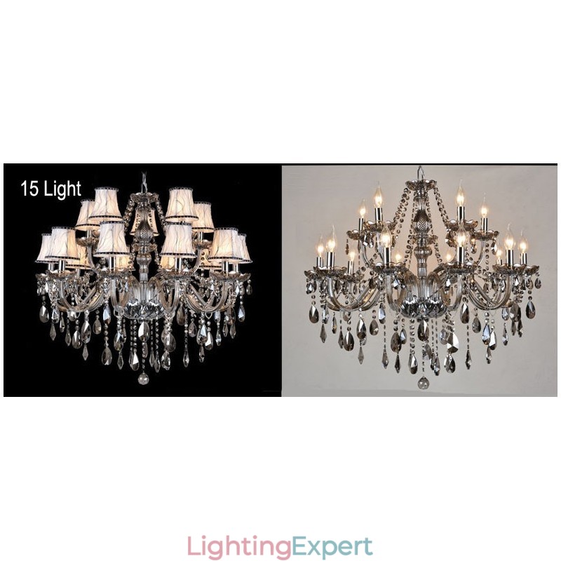 Grey Colour Candle Large K9 Crystal Chandelier with Shades