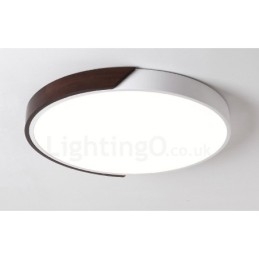 Retro Walnut Colour Wood Ultra Thin Round Dimmable Flush Mount Ceiling Lights with Acrylic Shade Also Can Be Used As Wall Light