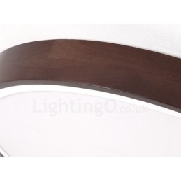 Retro Walnut Colour Wood Ultra Thin Round Dimmable Flush Mount Ceiling Lights with Acrylic Shade Also Can Be Used As Wall Light
