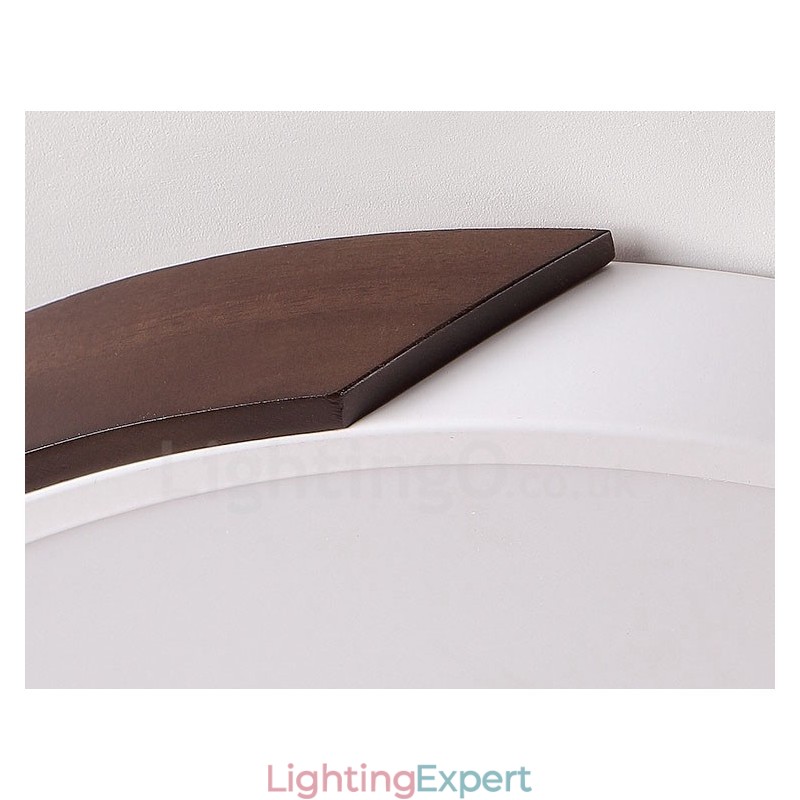Retro Walnut Colour Wood Ultra Thin Round Dimmable Flush Mount Ceiling Lights with Acrylic Shade Also Can Be Used As Wall Light