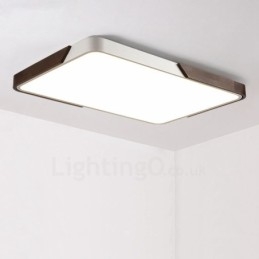 Retro Walnut Colour Wood Ultra Thin Rectangle Dimmable Flush Mount Ceiling Lights with Acrylic Shade Also Can Be Used As Wall Light