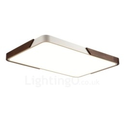 Retro Walnut Colour Wood Ultra Thin Rectangle Dimmable Flush Mount Ceiling Lights with Acrylic Shade Also Can Be Used As Wall Light