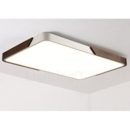 Retro Walnut Colour Wood Ultra Thin Rectangle Dimmable Flush Mount Ceiling Lights with Acrylic Shade Also Can Be Used As Wall Light