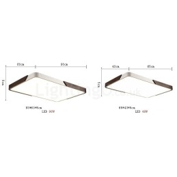 Retro Walnut Colour Wood Ultra Thin Rectangle Dimmable Flush Mount Ceiling Lights with Acrylic Shade Also Can Be Used As Wall Light