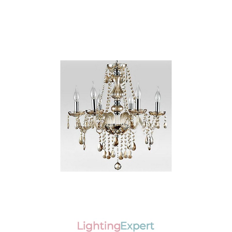 6 light The style of palace Glass Chandelier With Candle Bulb