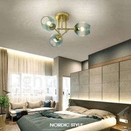 3 Light Rustic Lodge Stainless Steel Chandelier with Clear or Blue Glass Shades