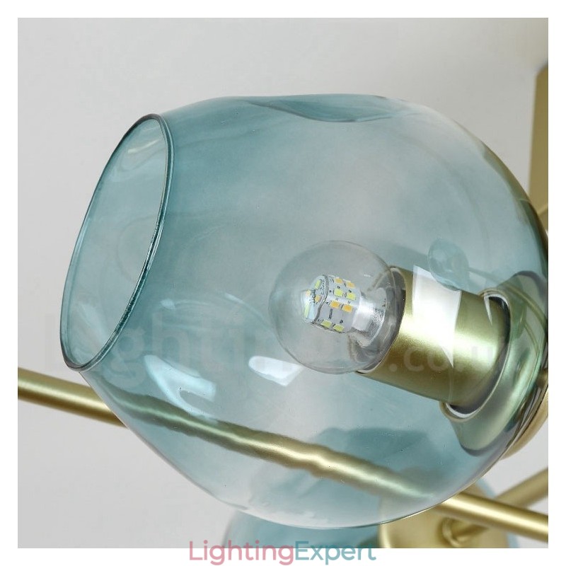 3 Light Rustic Lodge Stainless Steel Chandelier with Clear or Blue Glass Shades