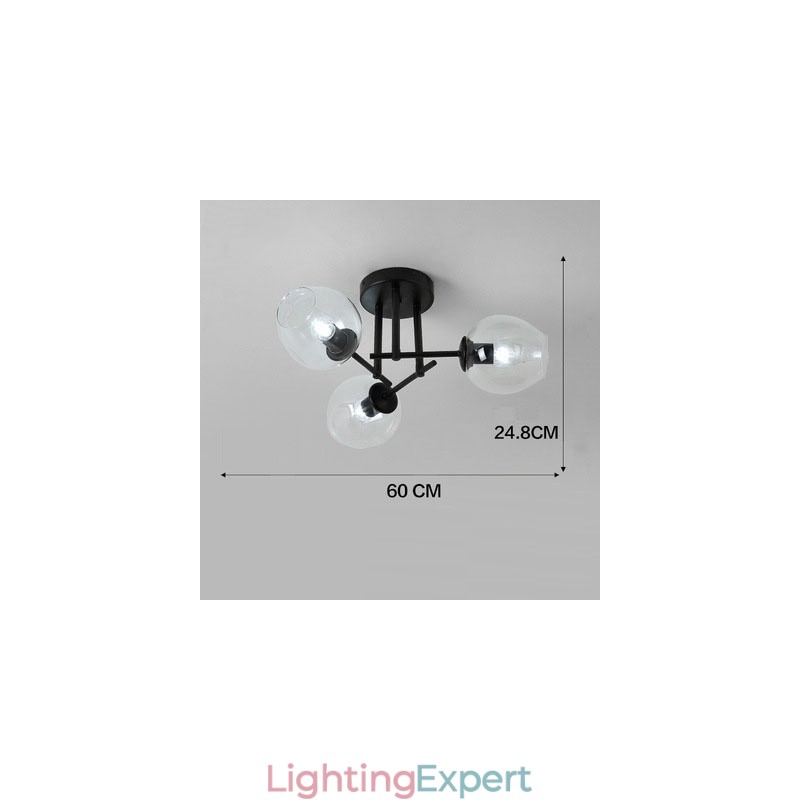 3 Light Rustic Lodge Stainless Steel Chandelier with Clear or Blue Glass Shades