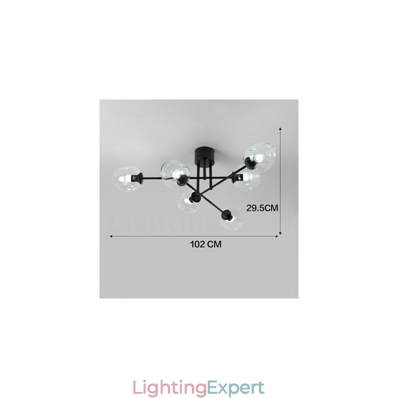 6 Light Rustic Lodge Stainless Steel Chandelier with Clear or Blue Glass Shades