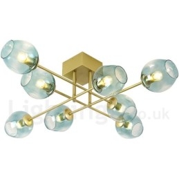 8 Light Rustic Lodge Stainless Steel Chandelier with Clear or Blue Glass Shades