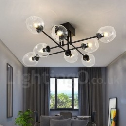 8 Light Rustic Lodge Stainless Steel Chandelier with Clear or Blue Glass Shades