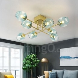 8 Light Rustic Lodge Stainless Steel Chandelier with Clear or Blue Glass Shades