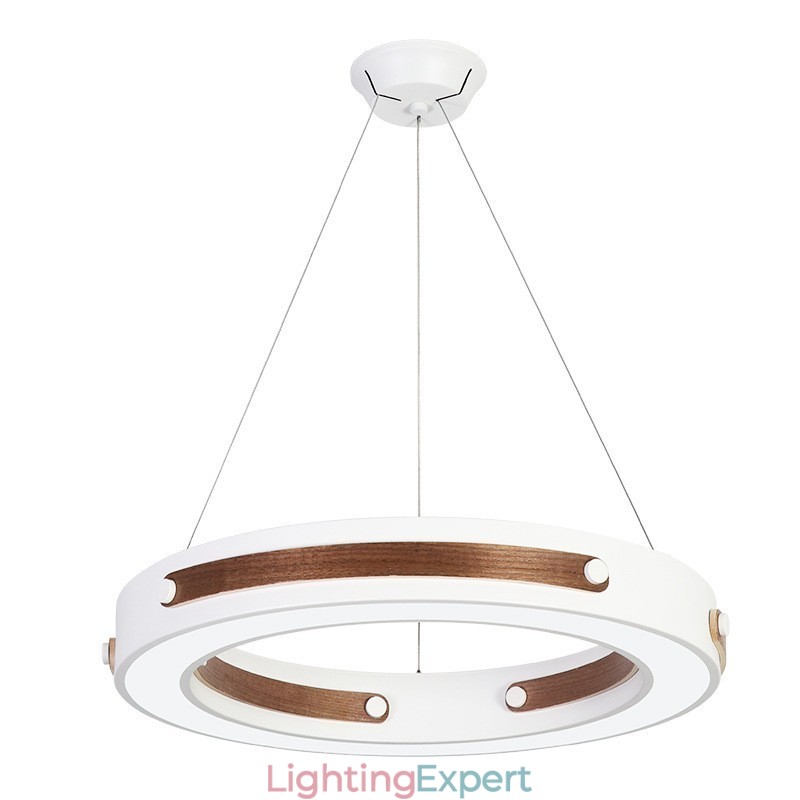 Multi Wood Colours Ring Modern Contemporary Pendant Light with Acrylic Shade