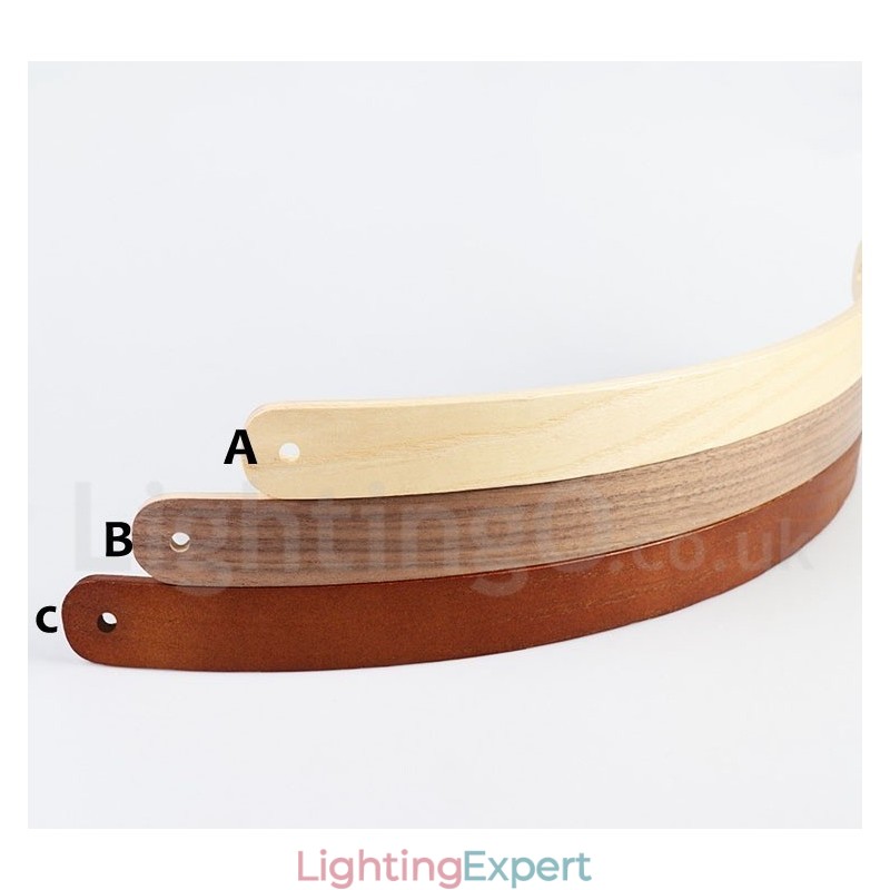 Multi Wood Colours Ring Modern Contemporary Pendant Light with Acrylic Shade