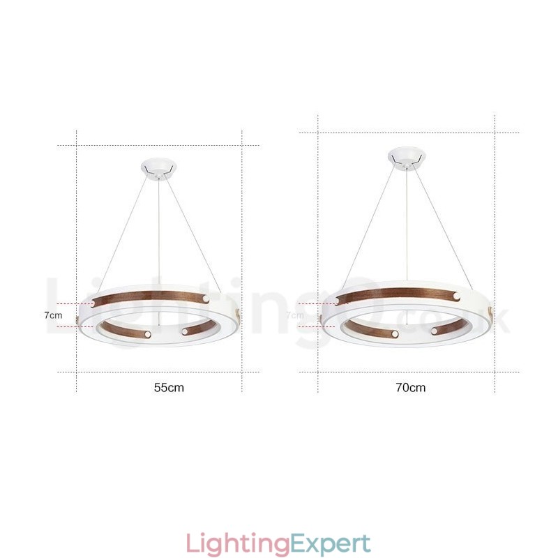 Multi Wood Colours Ring Modern Contemporary Pendant Light with Acrylic Shade