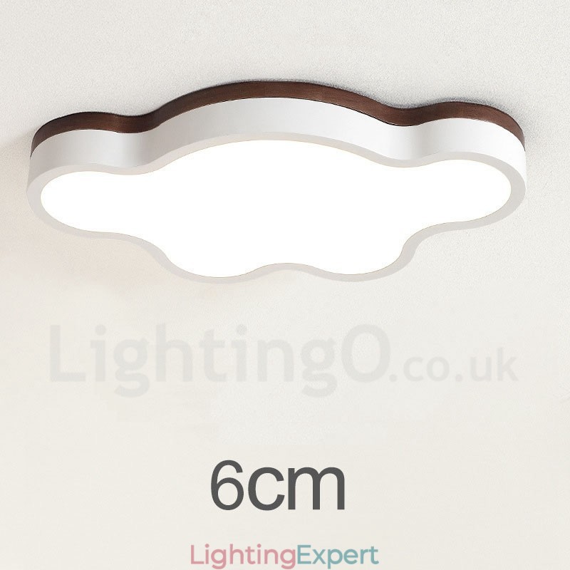 Retro Wooden Steel Flush Wood Light Kids Ceiling Light