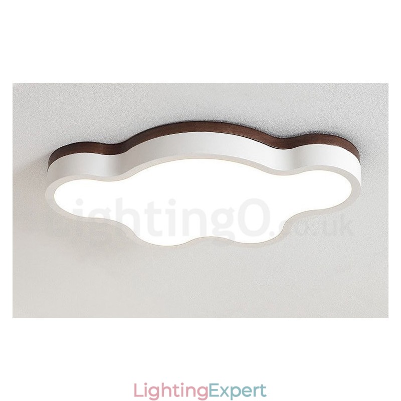 Retro Wooden Steel Flush Wood Light Kids Ceiling Light