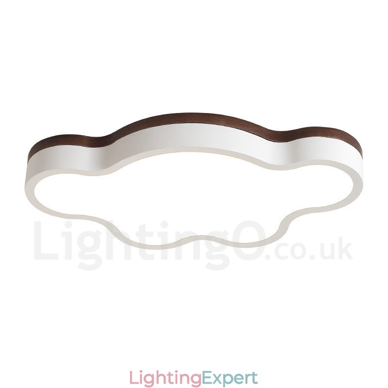 Retro Wooden Steel Flush Wood Light Kids Ceiling Light
