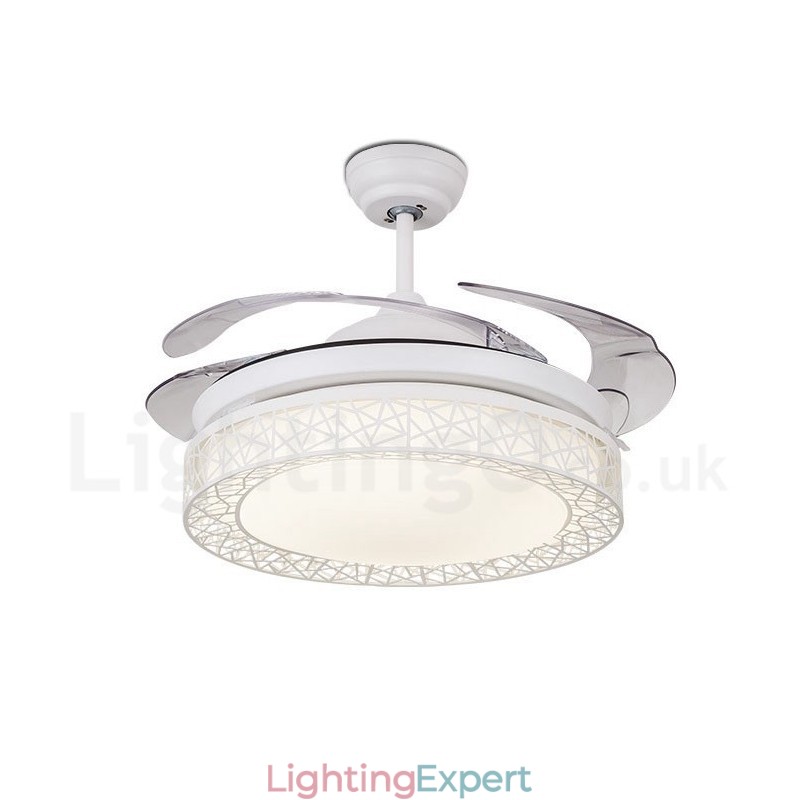 108CM (42") 91CM(36") Modern Contemporary Remote Control Hollow Ceiling Fan Light with Acrylic Shade Mute Pure Copper Motor