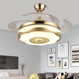 108CM (42") 91CM(36") Modern Contemporary Remote Control Gold Colour Ceiling Fan Light with Acrylic Shade Mute Pure Copper Motor