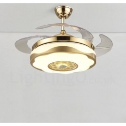 108CM (42") 91CM(36") Modern Contemporary Remote Control Gold Colour Ceiling Fan Light with Acrylic Shade Mute Pure Copper Motor