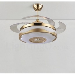 108CM (42") 91CM(36") Modern Contemporary Remote Control Gold Colour Ceiling Fan Light with Acrylic Shade Mute Pure Copper Motor