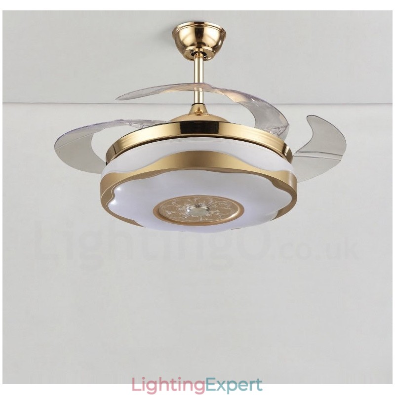 108CM (42") 91CM(36") Modern Contemporary Remote Control Gold Colour Ceiling Fan Light with Acrylic Shade Mute Pure Copper Motor