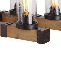 6 Light Vintage Wooden Chandelier Industrial Wind Loft Wood Linear Pendant Lighting