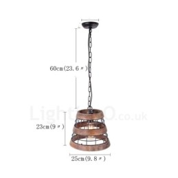 1 Light Ring Vintage Wooden Chandelier Industrial Wind Loft Wood Linear Pendant Lighting