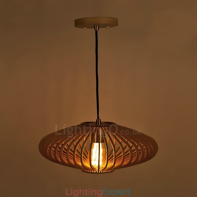 1 Light Lantern Vintage Wooden Chandelier Industrial Wind Loft Wood Linear Pendant Lighting