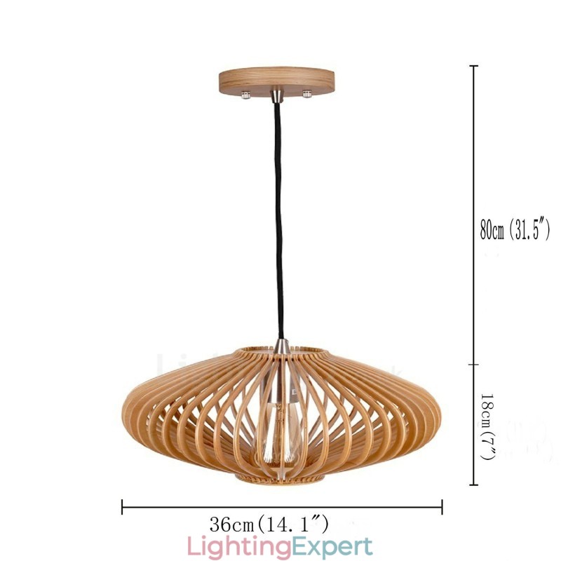 1 Light Lantern Vintage Wooden Chandelier Industrial Wind Loft Wood Linear Pendant Lighting